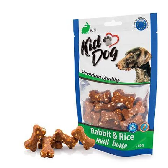 KidDog Rabbit  Rice mini bone - jutalomfalat (nyúl,rizs) kutyák részére (80g)