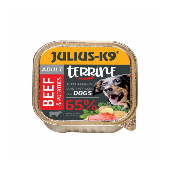 Julius-K9 Dog Terrine Adult Beef  Sweet Potatoes (marha,édesburgonya)- nedves eledel felnőtt kutyák részére (150g)