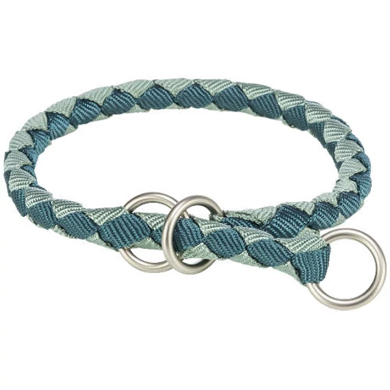 KT25. Trixie Cavo Stop-the-pull Collar - fonott nyakörv (zsálya/petrol kék) kutyák részére (S-M) 35-41/Ø12mm
