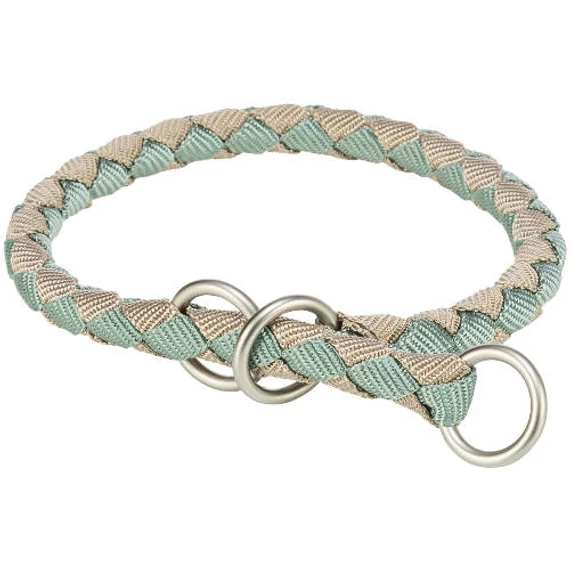 KT25. Trixie Cavo Stop-the-pull Collar - fonott nyakörv (zsálya/homok) kutyák részére (S-M) 35-41/Ø12mm