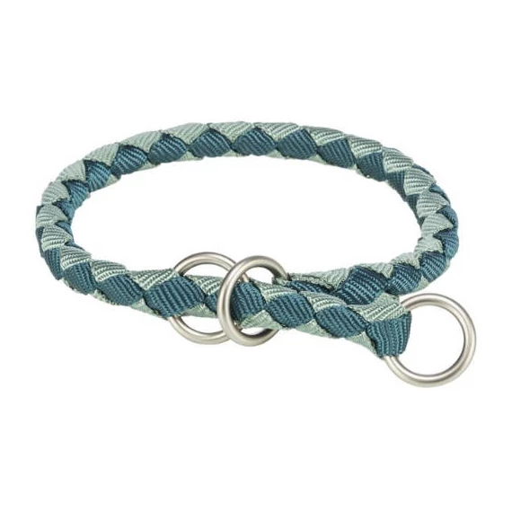 KT25.Trixie Cavo Stop-the-pull Collar - fonott nyakörv (petrolkék/zsálya) kutyák részére (L-XL) 52-60/Ø18mm
