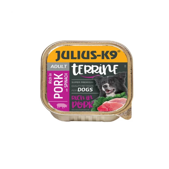 Julius-K9 Dog Terrine Adult PorkSpinach - nedveseledel (sertés,spenót) felnőtt kutyák részére (150g)
