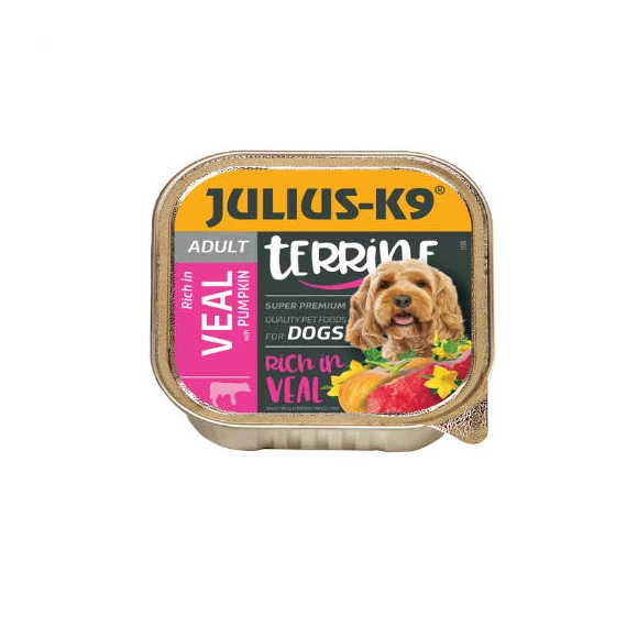 Julius-K9 Dog Terrine Adult VealPumpkin - nedveseledel (borjú,sütőtök) felnőtt kutyák részére (150g)