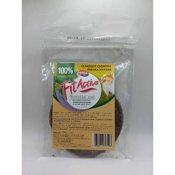 FitActive snack - jutalomfalat (szárított csontos pulykaburger) CRT kutyák részére (10*100g)
