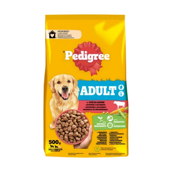 Pedigree Adult Beef  Poultry - Szárazeledel (Marhahússal és zöldséggel) felnőtt kutyák részére (500g)
