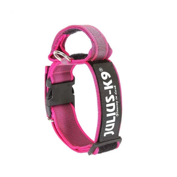 Julius K-9 ColorGray nyakörv fogóval és cserélhető felírattal, (40mm), pink