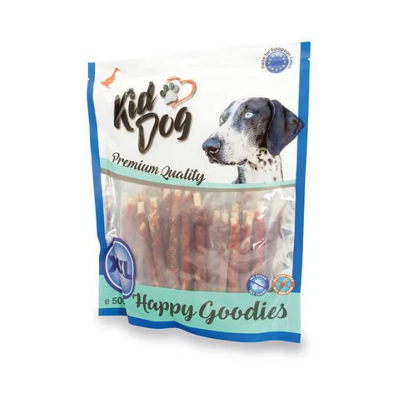 KidDog Mixed Chewing Rolls - jutalomfalat (kacsa, bivalybőr) kutyák részére (500g), 8mm, 12cm