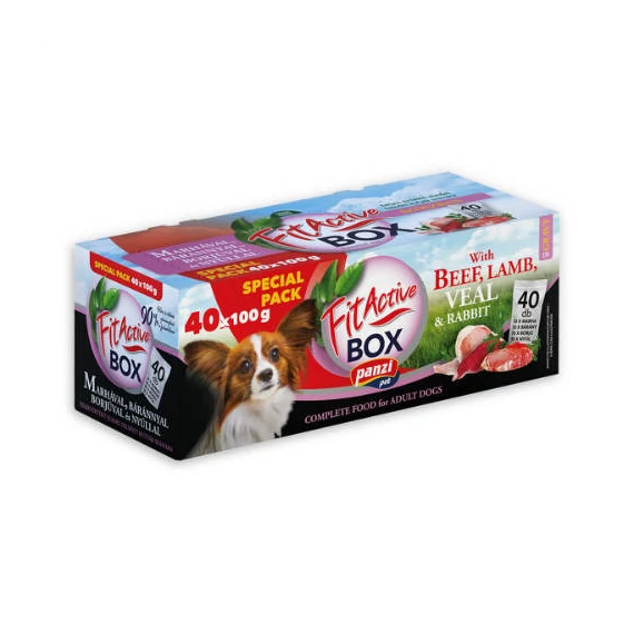 FitActive DOG FITABOX Lamb  Rabbit (marha,borjú,bárány,nyúl) - nedves eledel válogatás, szószban, kutyák részére, 40x100g