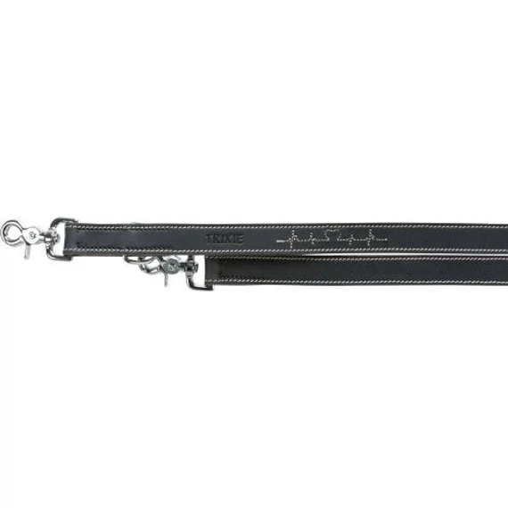 Trixie Greased Leather lead - bőr nyakörv (fekete,szívritmus mintával) kutyák részére (M-L) 2m/20mm