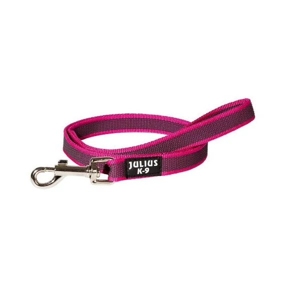 B: Julius K-9 Color  Gray - Gumis póráz pink-szürke  14 mm / 1 m fogóval