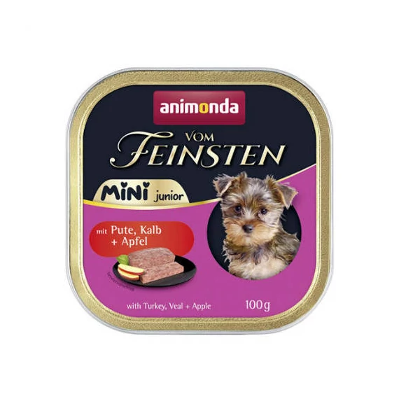 Animonda Vom Feinsten Junior Mini Pute,Kalb+Apfel  (pulykaborjú+alma) alutálkás - kölyök kutyák részére (100g)