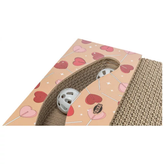 trixie scratching cardboard Valentine´s day with balls - kaparó karton labdákkal, 38x5x30cm, macskamentával