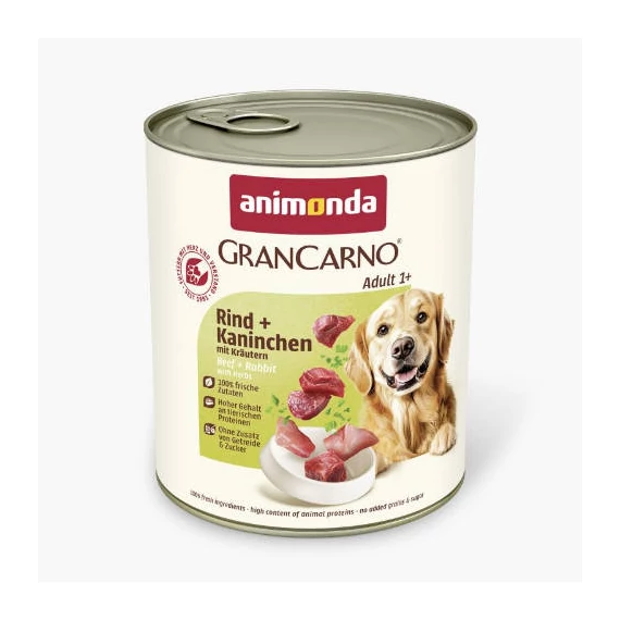 Animonda GranCarno Adult (nyúl,gyógynövény) konzerv - Felnőtt kutyák részére (800g)