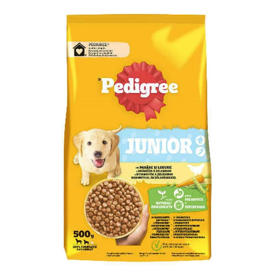 Pedigree Dog Junior MediumLarge - Szárazeledel (Baromfival és zöldséggel) kölyökkutyák részére (500g)