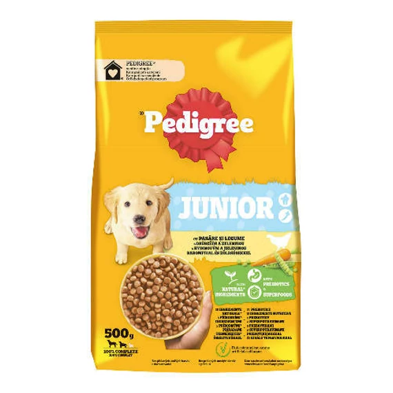 Pedigree Dog Junior MediumLarge - Szárazeledel (Baromfival és zöldséggel) kölyökkutyák részére (500g)