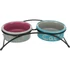 Trixie Bowl Set - kerámia tál (színes,mintás) fém állványban macskák részére (2x0,3l /Ø12cm)